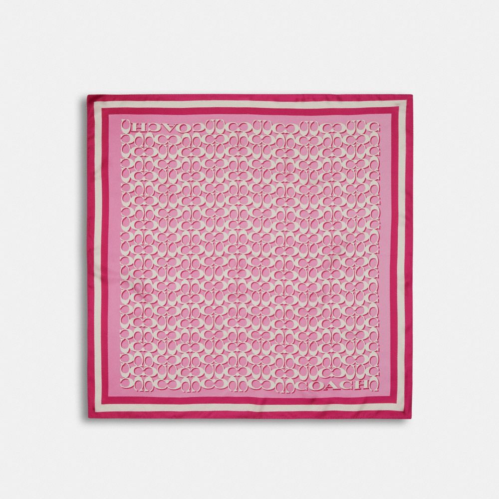 COACH C8362 Signature Print Silk Square Scarf BOLD PINK