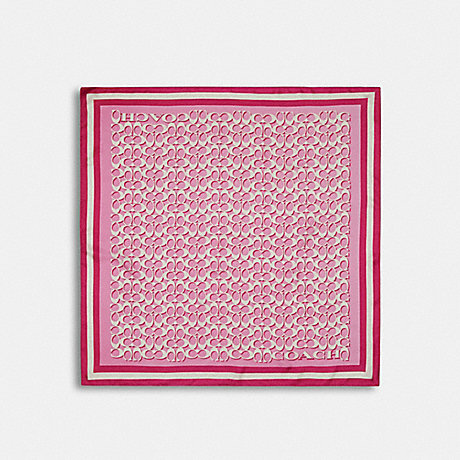 COACH Signature Print Silk Square Scarf - BOLD PINK - C8362