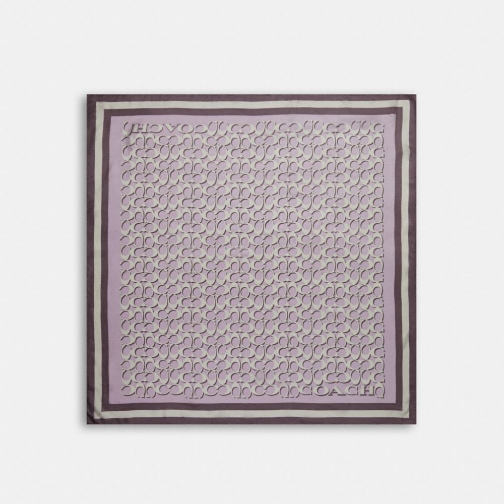 COACH C8362 Signature Print Silk Square Scarf SOFT-LILAC