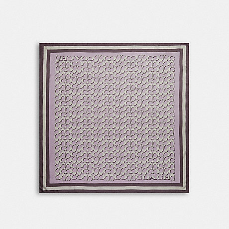 COACH Signature Print Silk Square Scarf - SOFT LILAC - C8362