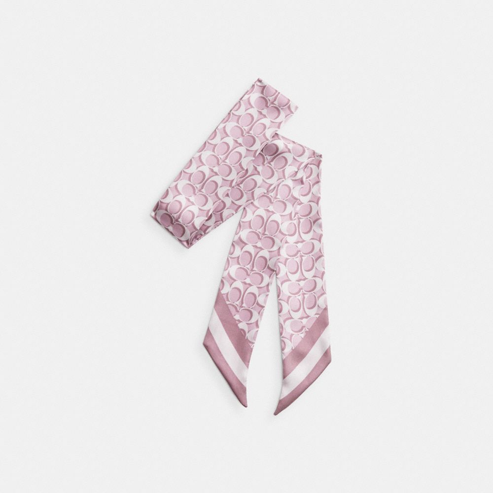 COACH C8363 Signature Print Silk Skinny Scarf LILAC