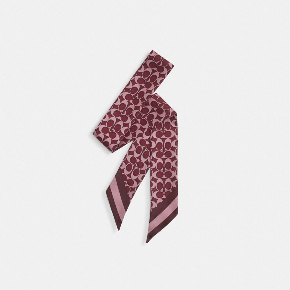 COACH C8363 Signature Print Silk Skinny Scarf MERLOT