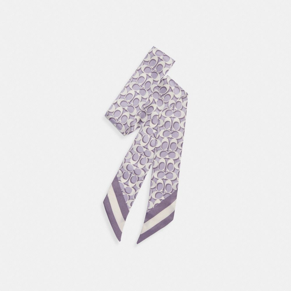 Signature Print Silk Skinny Scarf - C8363 - Grey