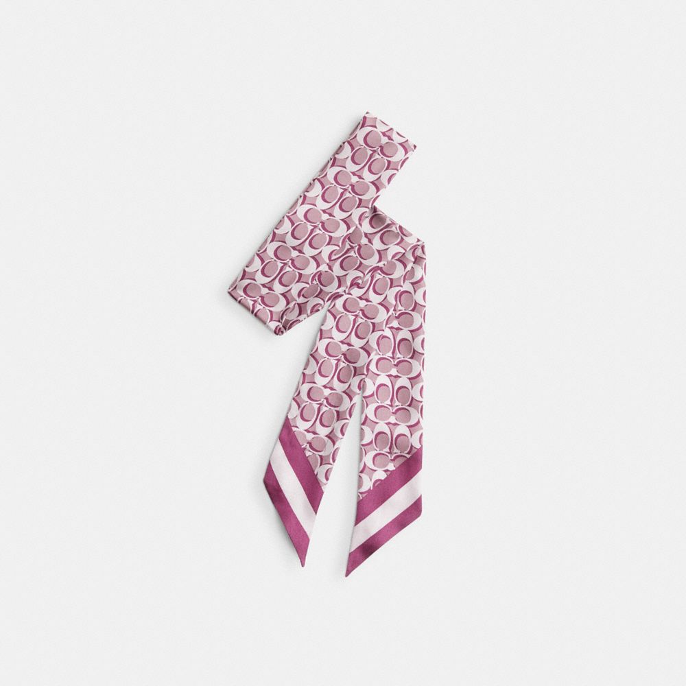 COACH C8363 Signature Print Silk Skinny Scarf JASMINE