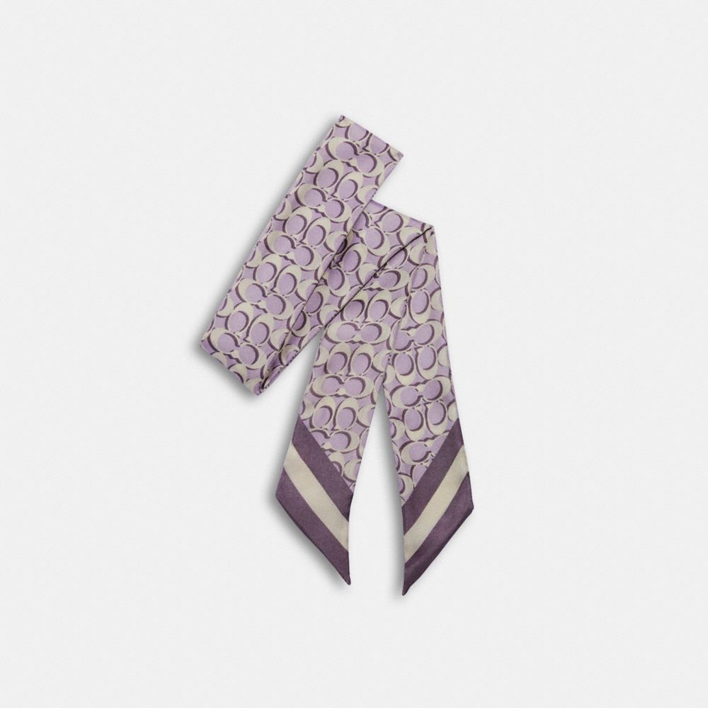 Signature Print Silk Skinny Scarf - C8363 - SOFT LILAC