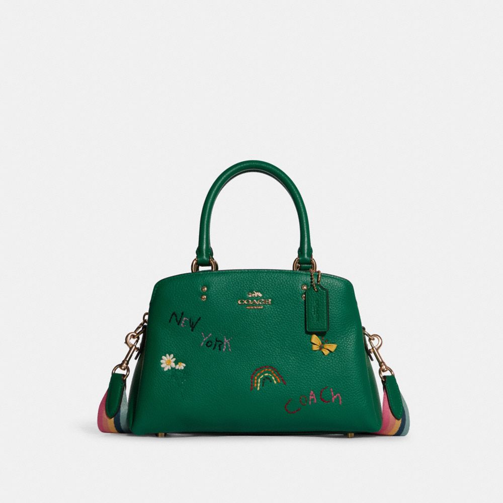 COACH Mini Lillie Carryall With Diary Embroidery - GOLD/GREEN MULTI - C8364