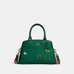COACH C8364 Mini Lillie Carryall With Diary Embroidery GOLD/GREEN MULTI