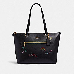 Gallery Tote With Diary Embroidery - GOLD/BLACK MULTI - COACH C8365