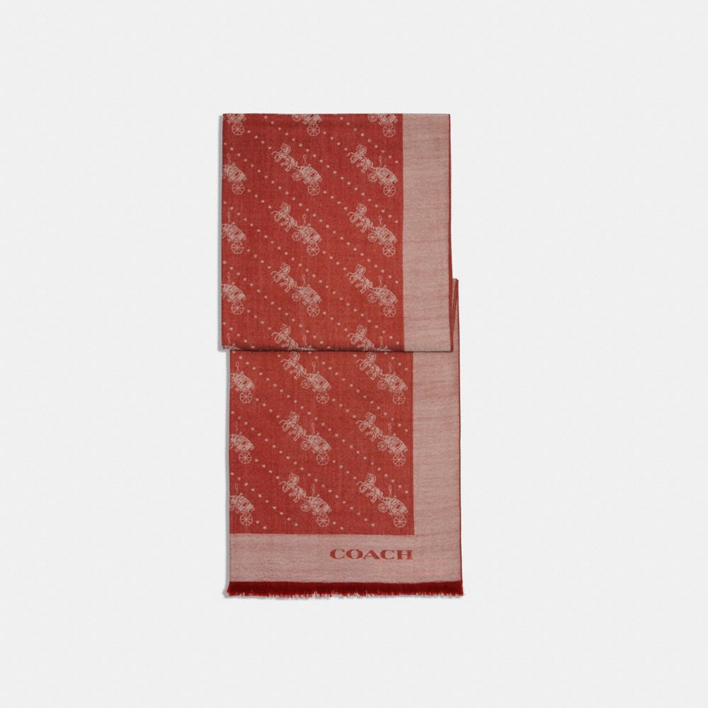 Horse And Carriage Dot Print Wrap - C8367 - Red Sand