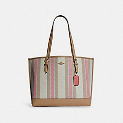 Mollie Tote In Signature Jacquard With Stripes - C8415 - GOLD/TAFFY MULTI