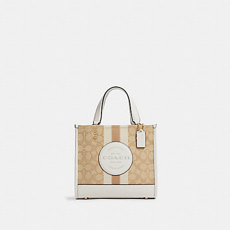 COACH C8417 Dempsey Tote 22 In Signature Jacquard With Stripe And Coach Patch GOLD/LIGHT-KHAKI-CHALK