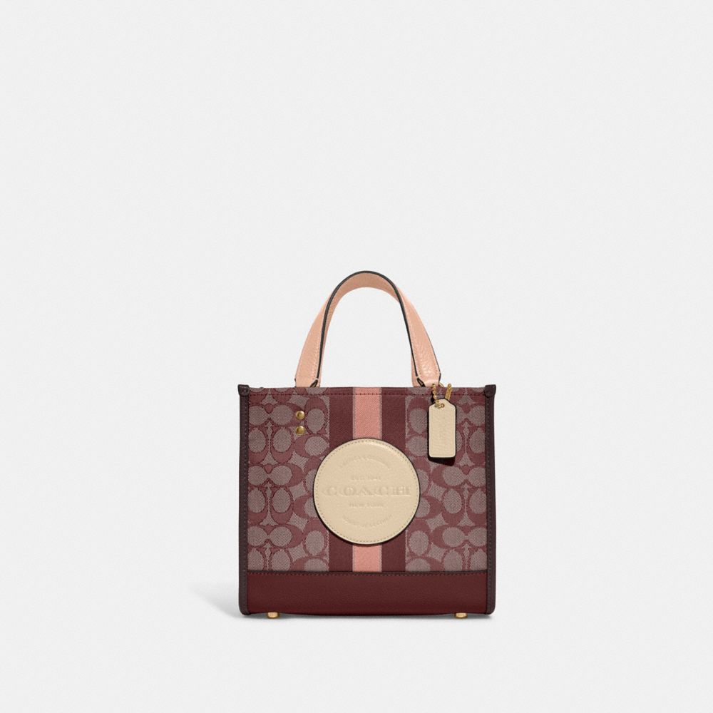 DEMPSEY TOTE 22 IN SIGNATURE JACQUARD WITH STRIPE AND COACH PATCH
