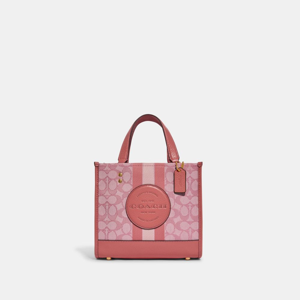 COACH C8417 - Dempsey Tote 22 In Signature Jacquard With Stripe And Coach Patch GOLD/TAFFY MULTI