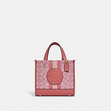 COACH C8417 Dempsey Tote 22 In Signature Jacquard With Stripe And Coach Patch GOLD/TAFFY-MULTI
