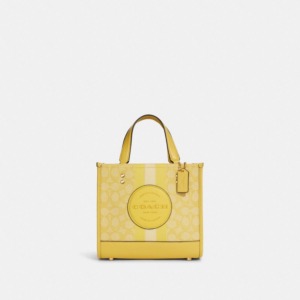 Dempsey Tote 22 In Signature Jacquard With Stripe And Coach Patch - GOLD/RETRO YELLOW MULTI - COACH C8417