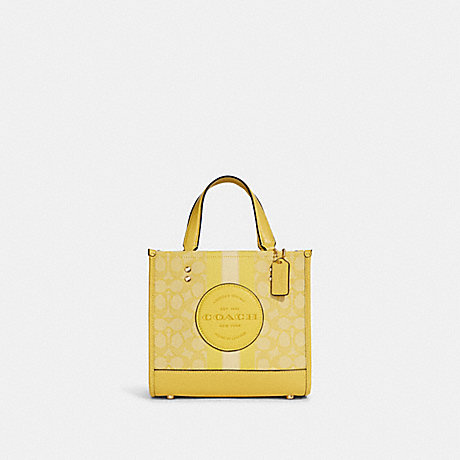 COACH C8417 Dempsey Tote 22 In Signature Jacquard With Stripe And Coach Patch GOLD/RETRO YELLOW MULTI