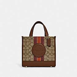 COACH C8417 Dempsey Tote 22 In Signature Jacquard With Stripe And Coach Patch IM/KHAKI/SADDLE MULTI