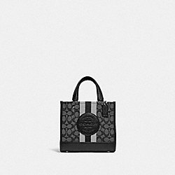 Dempsey Tote 22 In Signature Jacquard With Stripe And Coach Patch - C8417 - Silver/Black Smoke Black Multi