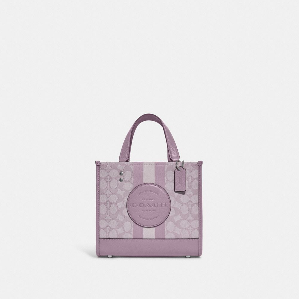 COACH C8417 Dempsey Tote 22 In Signature Jacquard With Stripe And Coach Patch SV/SOFT LILAC