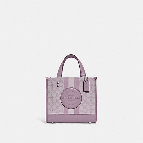 COACH C8417 Dempsey Tote 22 In Signature Jacquard With Stripe And Coach Patch SV/Soft-Lilac