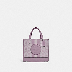 COACH C8417 Dempsey Tote 22 In Signature Jacquard With Stripe And Coach Patch SV/SOFT LILAC