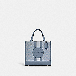 Dempsey Tote 22 In Signature Jacquard With Stripe And Coach Patch - SILVER/MARBLE BLUE MULTI - COACH C8417