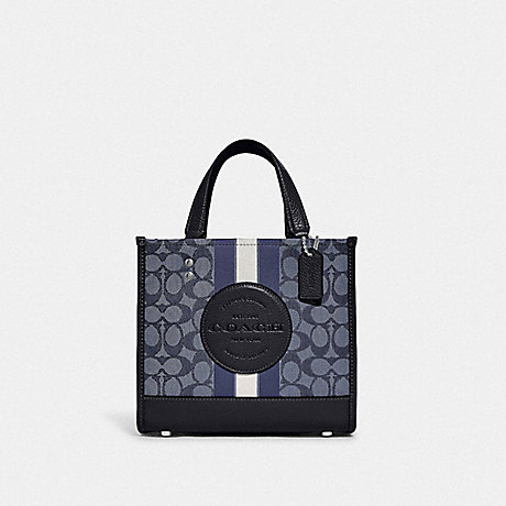 COACH C8417 Dempsey Tote 22 In Signature Jacquard With Stripe And Coach Patch Silver/Denim/Midnight-Navy-Multi