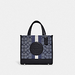 Dempsey Tote 22 In Signature Jacquard With Stripe And Coach Patch - C8417 - Silver/Denim/Midnight Navy Multi