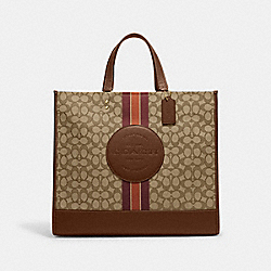 COACH C8418 Dempsey Tote 40 In Signature Jacquard With Stripe And Coach Patch IM/KHAKI/SADDLE MULTI