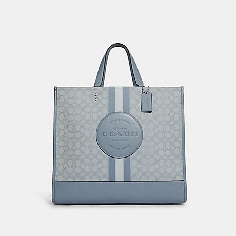 COACH C8418 Dempsey Tote 40 In Signature Jacquard With Stripe And Coach Patch SILVER/MARBLE-BLUE-MULTI