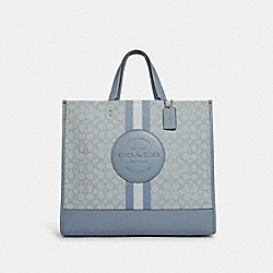 COACH Dempsey Tote 40 In Signature Jacquard With Stripe And Coach Patch - SILVER/MARBLE BLUE MULTI - C8418