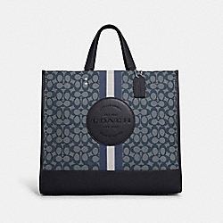 COACH C8418 Dempsey Tote 40 In Signature Jacquard With Stripe And Coach Patch SILVER/DENIM/MIDNIGHT NAVY MULTI