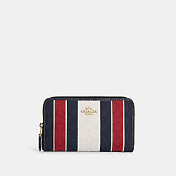 COACH C8419 Medium Id Zip Wallet In Signature Jacquard With Stripes GOLD/CHALK MULTI
