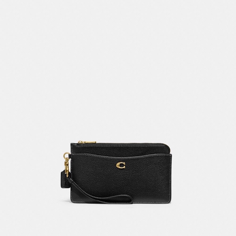 L Zip Wristlet - C8434 - Brass/Black