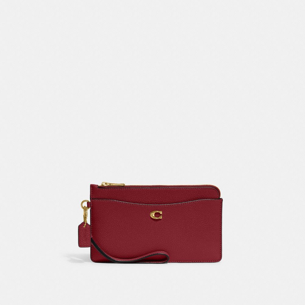 COACH C8434 L Zip Wristlet BRASS/CHERRY