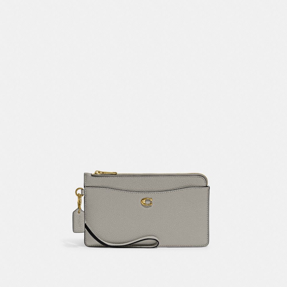 COACH C8434 L Zip Wristlet BRASS/DOVE GREY