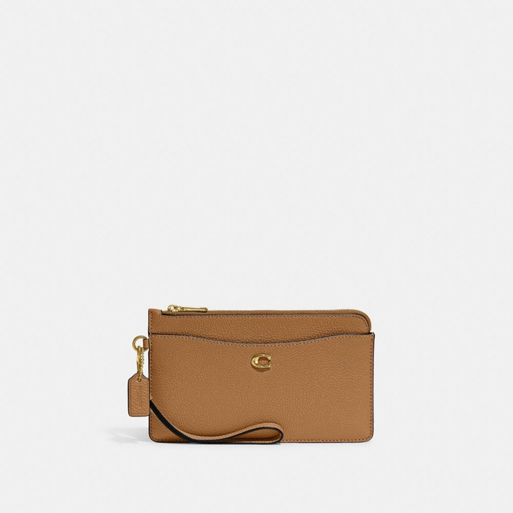 L Zip Wristlet - C8434 - Brass/Light Camel