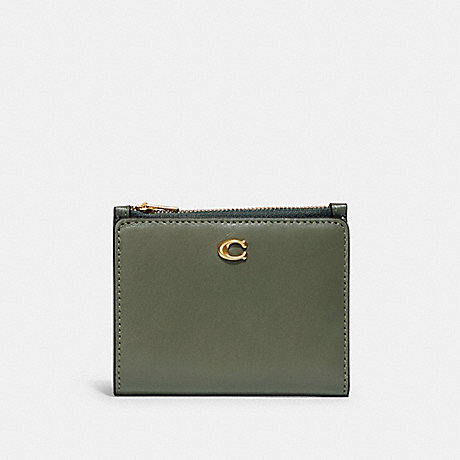 COACH C8435 Bifold Snap Wallet Brass/Army-Green