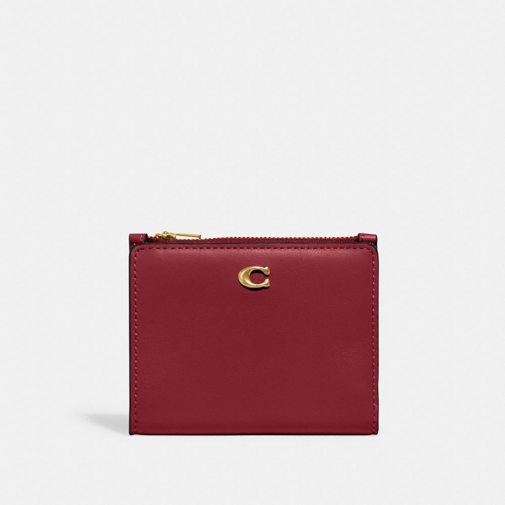 COACH C8435 Bifold Snap Wallet BRASS/CHERRY