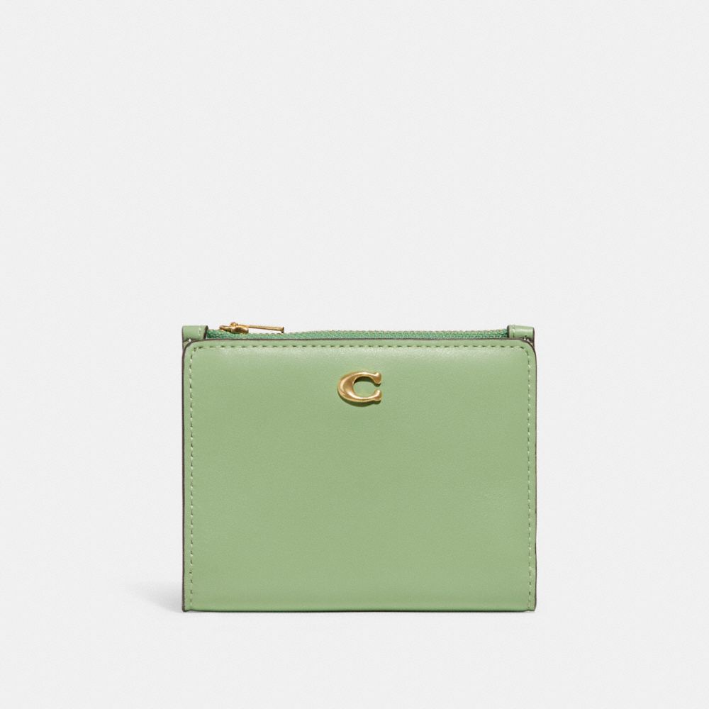 COACH C8435 Bifold Snap Wallet Brass/Pale Pistachio