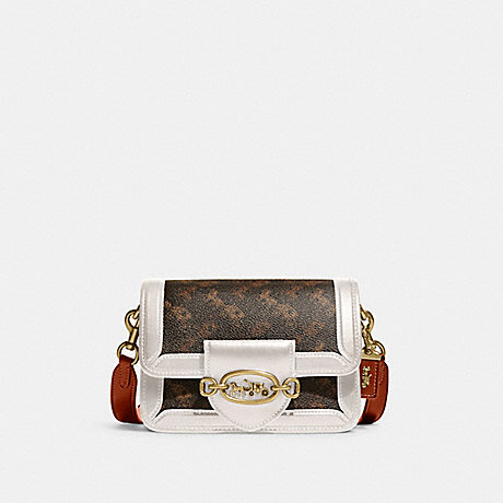 COACH C8440 Hero Crossbody With Horse And Carriage Print Brass/Chalk-Burnished-Amber
