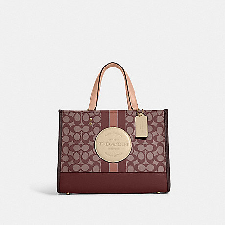 COACH C8448 Dempsey Carryall In Signature Jacquard With Stripe And Coach Patch Gold/Wine-Multi