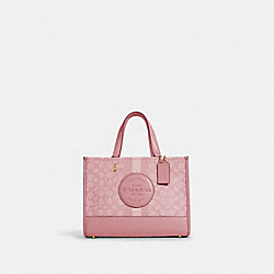 COACH C8448 Dempsey Carryall In Signature Jacquard With Stripe And Coach Patch GOLD/TRUE PINK MULTI