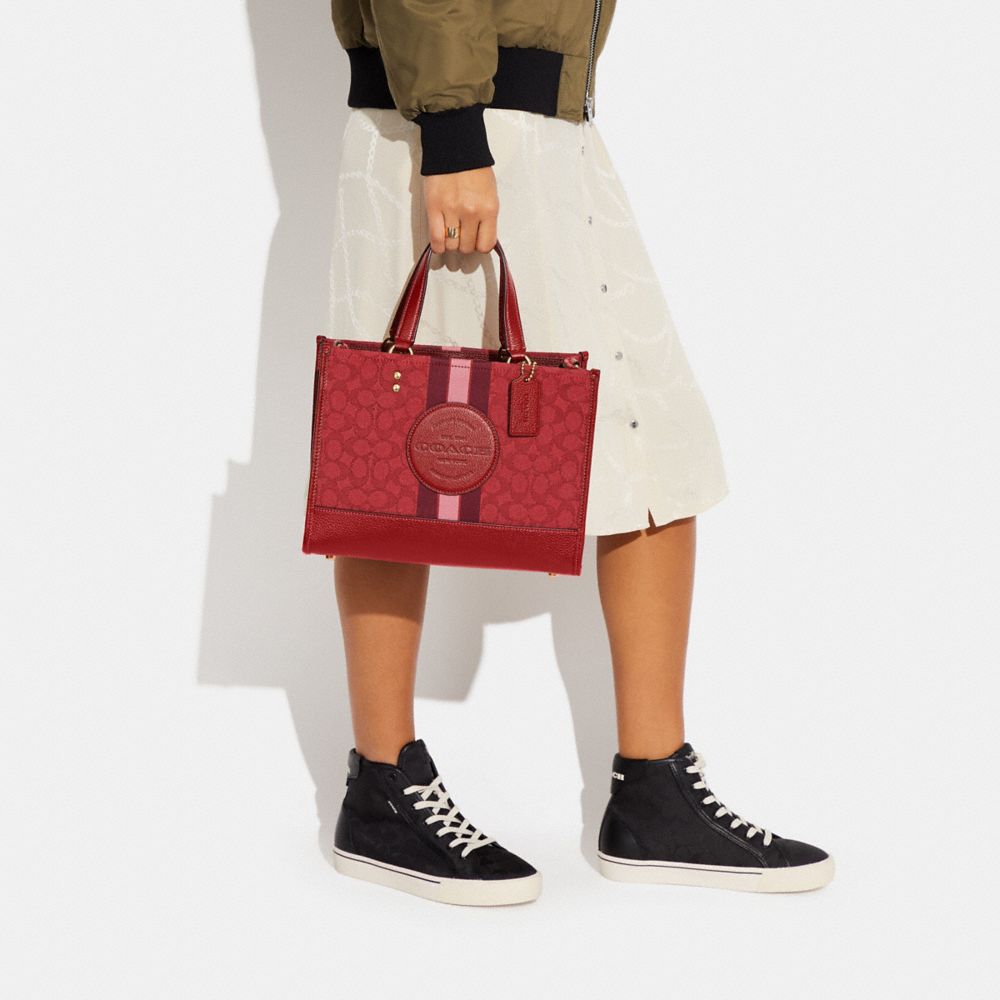DEMPSEY CARRYALL IN SIGNATURE JACQUARD WITH STRIPE AND COACH PATCH