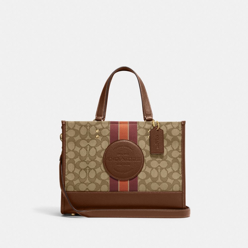 COACH C8448 Dempsey Carryall In Signature Jacquard With Stripe And Coach Patch IM/KHAKI/SADDLE MULTI