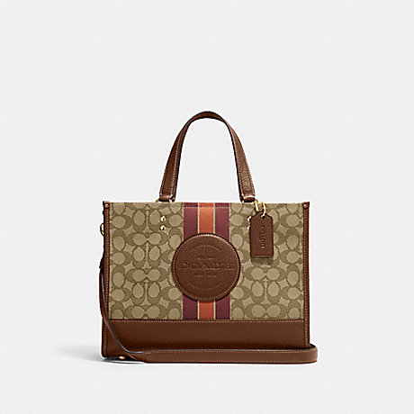 COACH C8448 Dempsey Carryall In Signature Jacquard With Stripe And Coach Patch Im/Khaki/Saddle-Multi