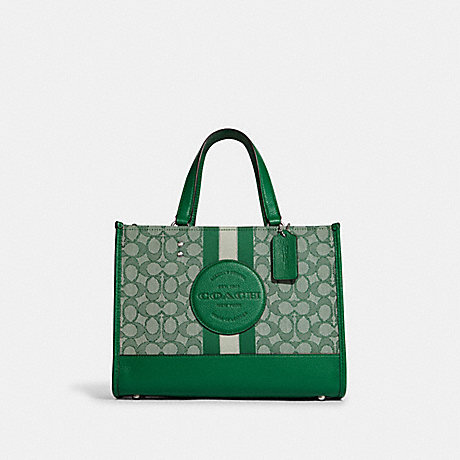COACH C8448 Dempsey Carryall In Signature Jacquard With Stripe And Coach Patch Silver/GREEN MULTI