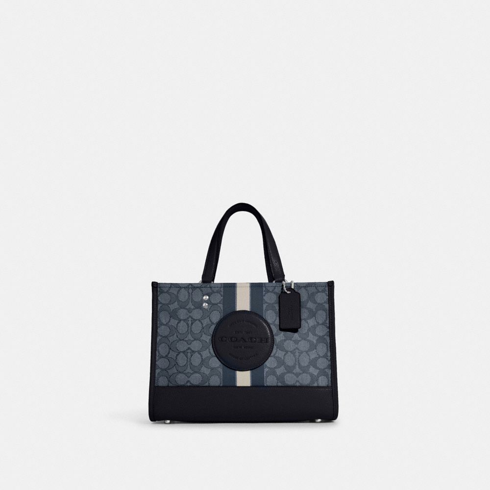 Dempsey Carryall In Signature Jacquard With Stripe And Coach Patch - C8448 - Silver/Denim/Midnight Navy Multi