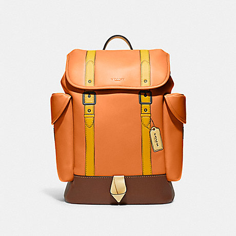 COACH C8480 Hitch Backpack With Trompe L'oeil Black-Copper/Papaya-Multi