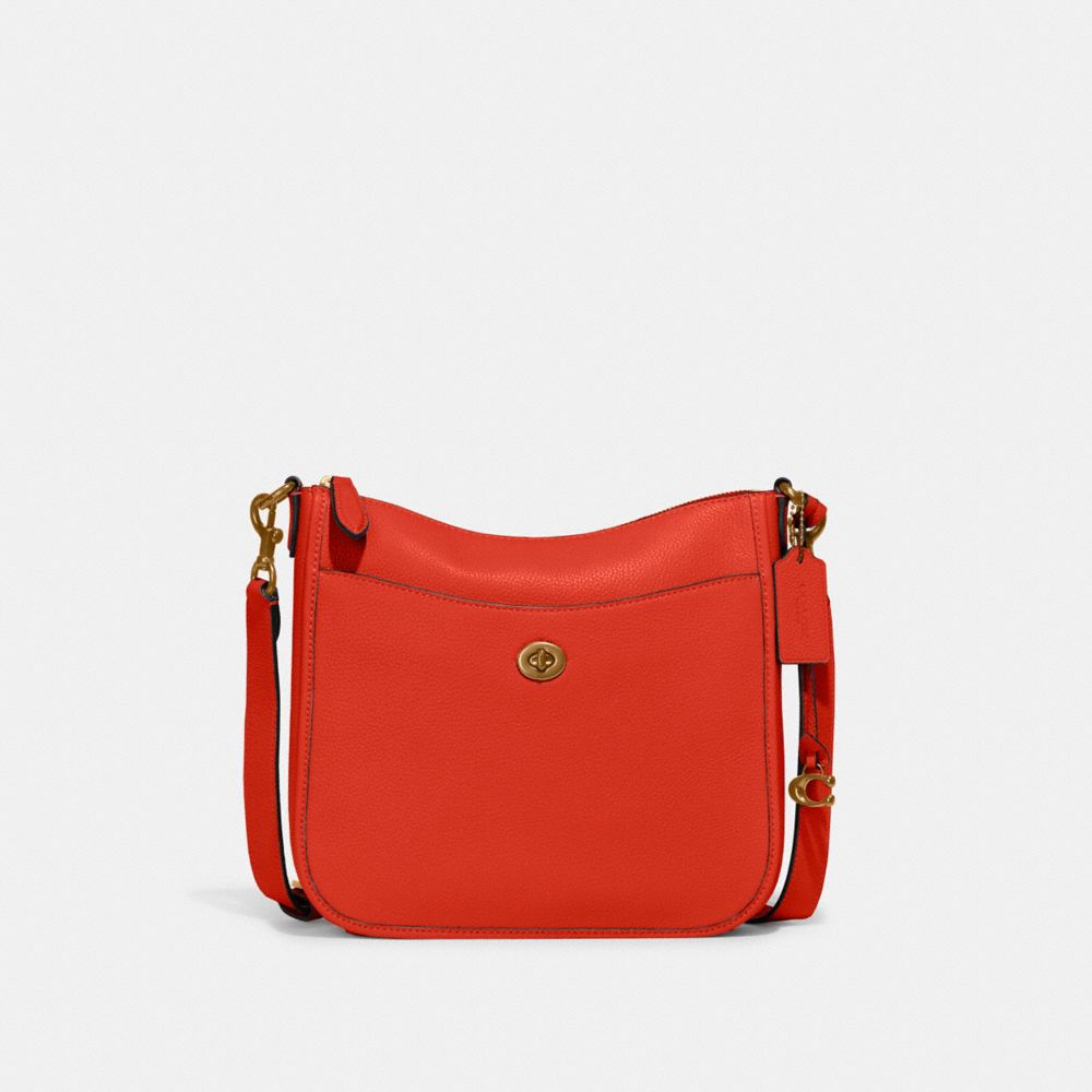 COACH C8483 Chaise Crossbody BRASS/RED ORANGE